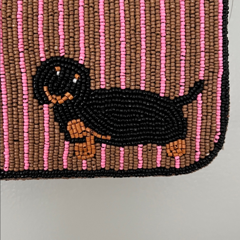 Fiona Striped Beaded Dachshund Shoulder Bag - Picture 8 of 9